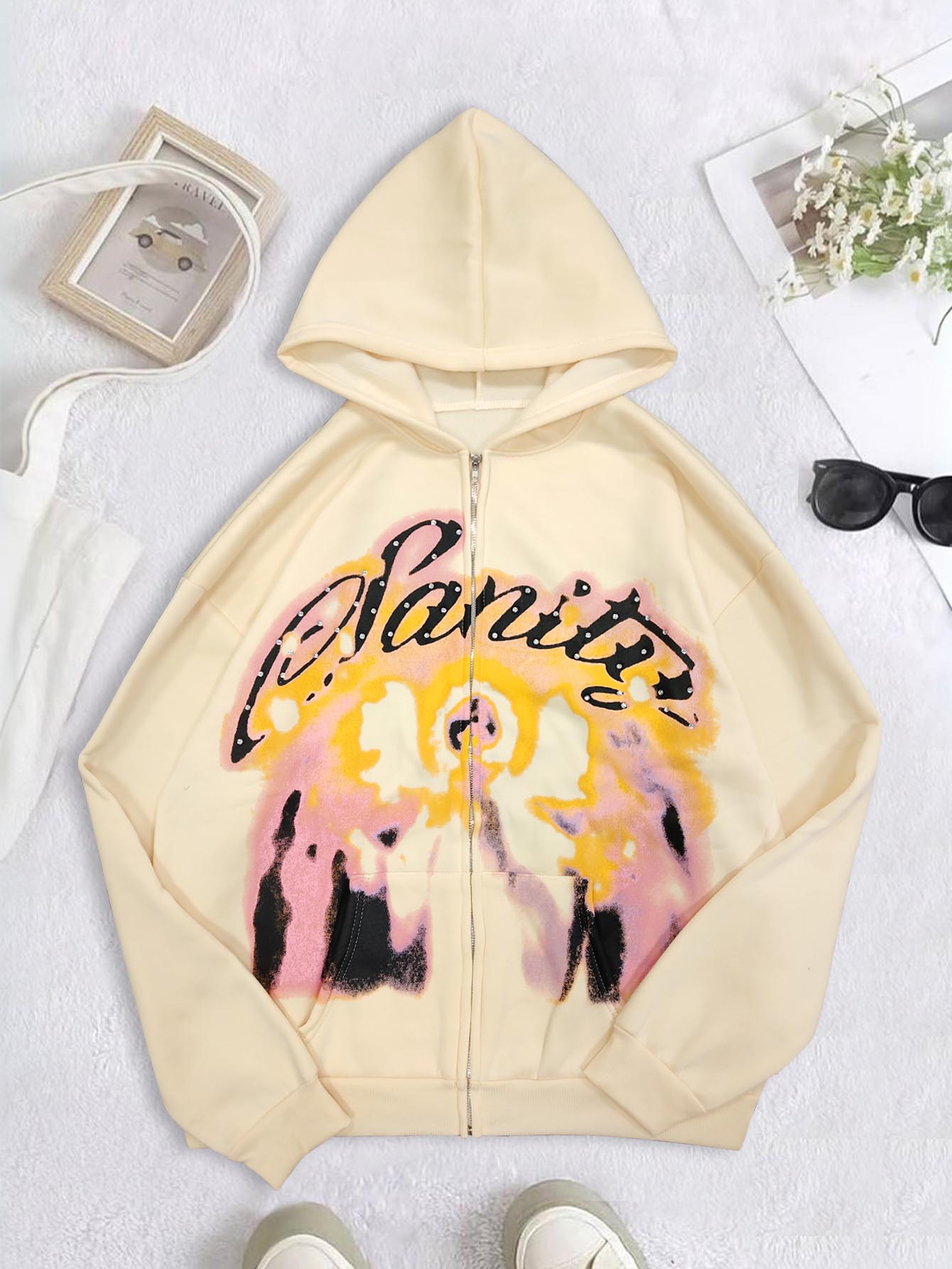 Vintage Zip Hoodie - Kardigan Berkerudung Desain High Street Musim