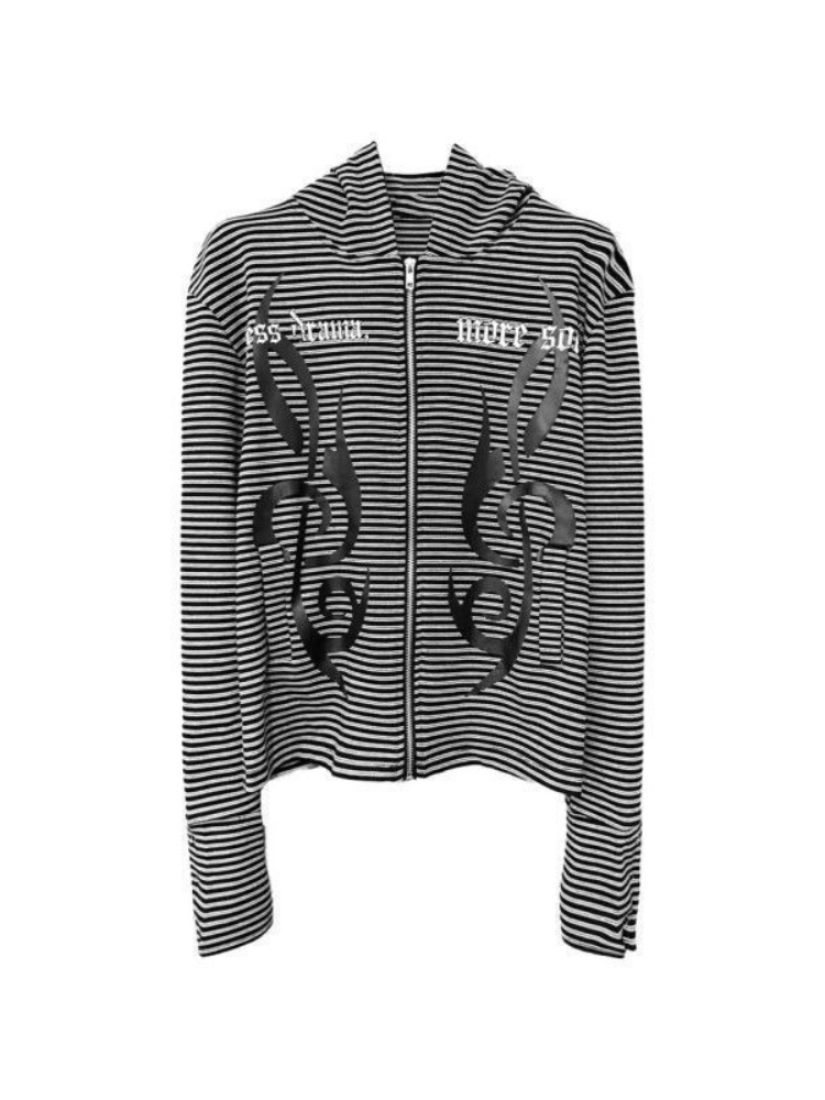 Vintage Zip Hoodie - Jaket Hoodie Bergaris Gaya Gotik Pria