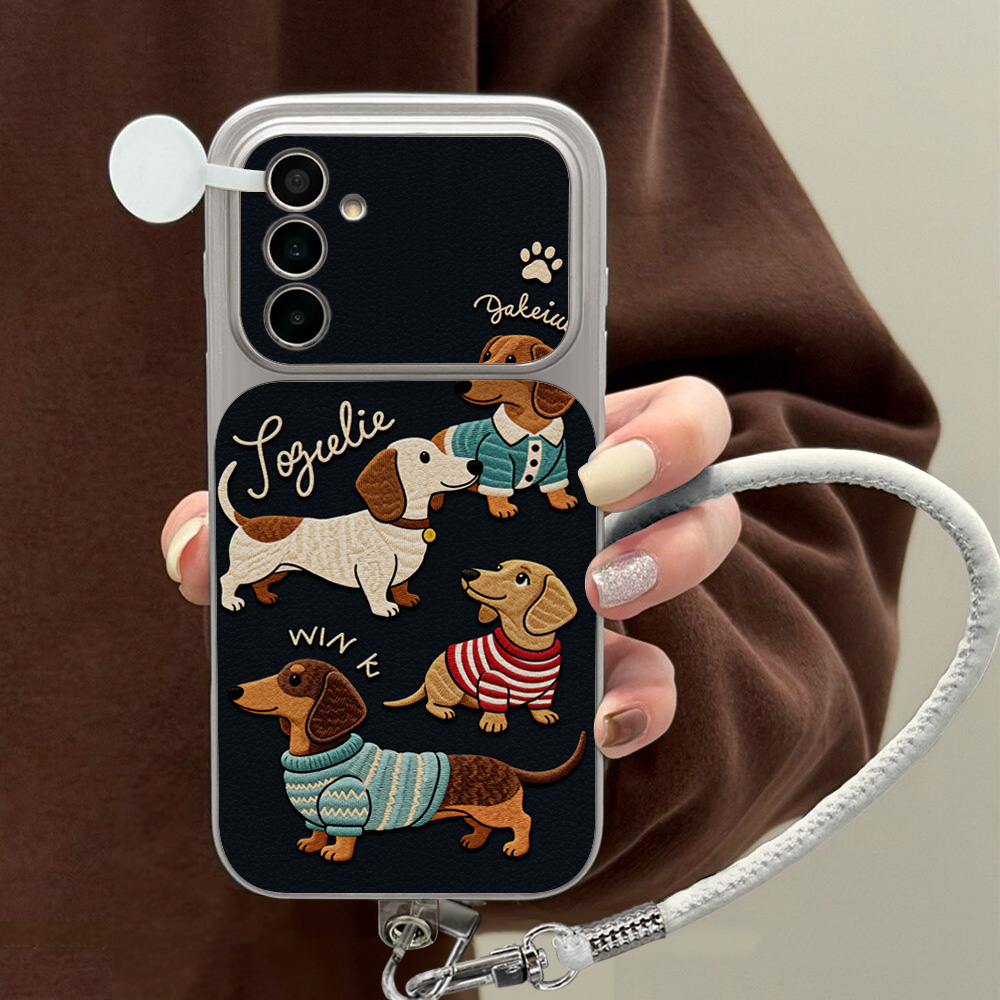 Camera Leather Case - Casing Ponsel Kartun Dachshund Untuk Samsung