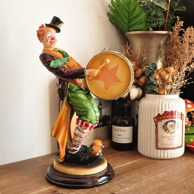 Vintage Collectible Clowns - Patung Badut Pertunjukan Lukisan Buatan Tangan