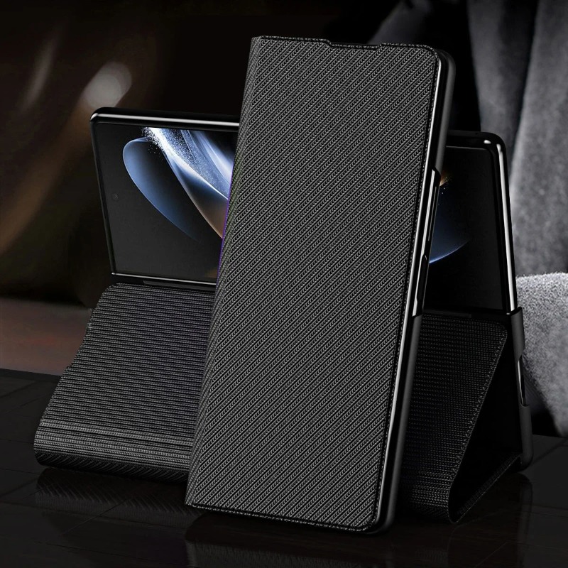 Camera Leather Case - Casing Ponsel Kulit Magnetik Garis Sederhana