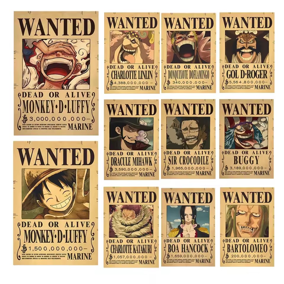 Vintage Collectible Dolls - Poster Anime One Piece Bounty Wanted