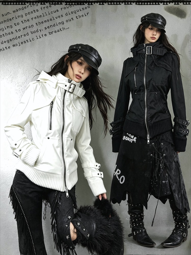 Vintage Zip Hoodie - Sweatshirt Berkerah Tinggi Berkancing Gaya Vintage