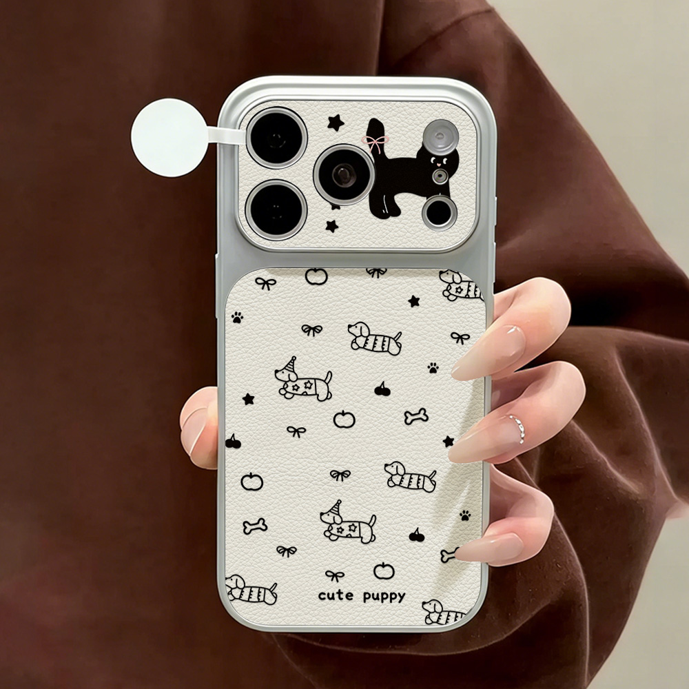 Camera Leather Case - Casing Kulit Anjing Lucu untuk iPhone