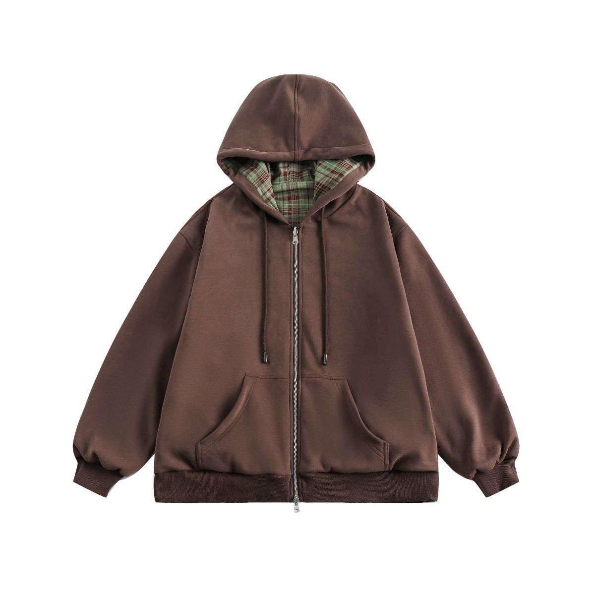 Sweater Hoodie Kotak-kotak Cok - Vintage Zip Hoodie ulasan dan harga