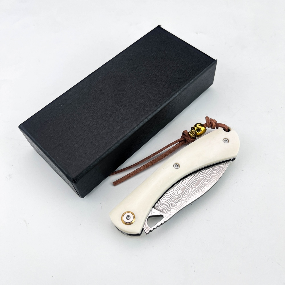 Pisau Lipat Kecil Baja Damasku - Vintage Collectible Knife ulasan dan harga