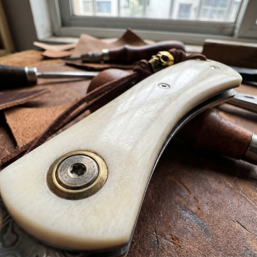 Pisau Lipat Kecil Baja Damasku - Vintage Collectible Knife ulasan dan harga