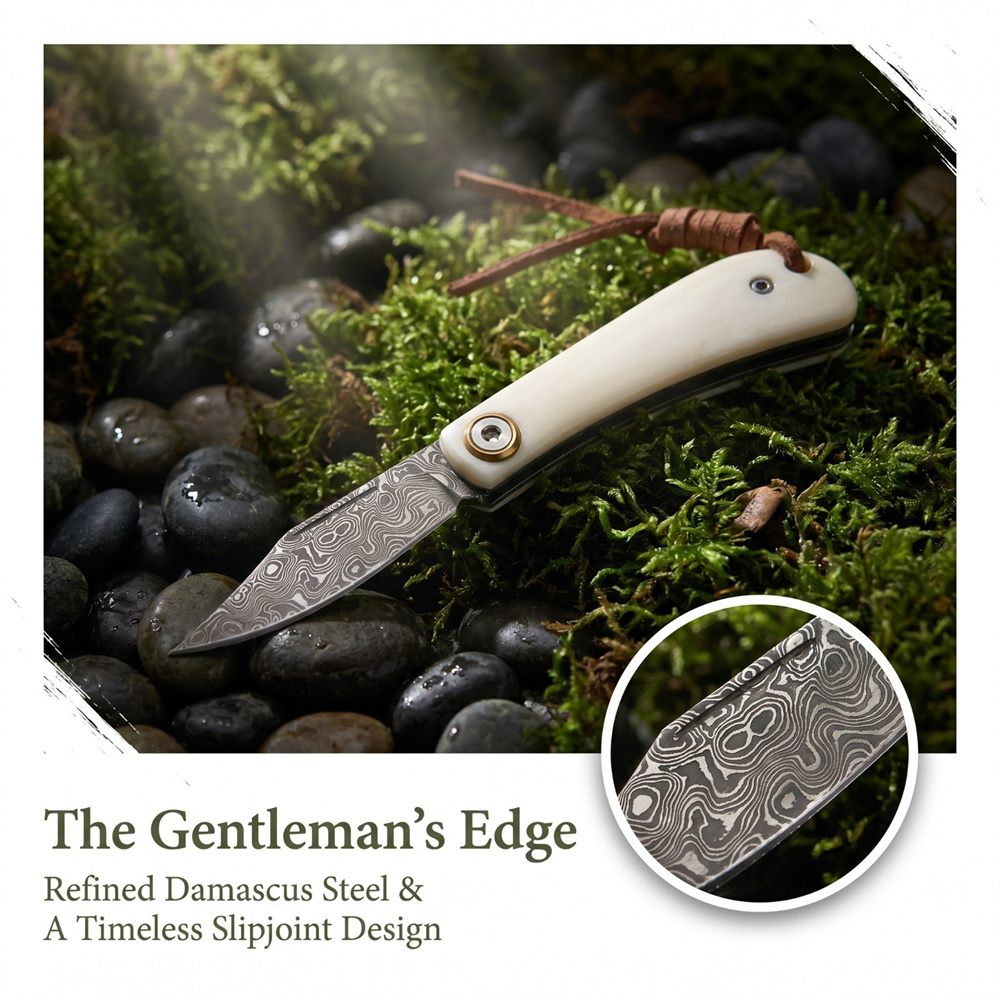 Pisau Lipat Damascus EDC Vinta - Vintage Collectible Pocket Knives ulasan dan harga