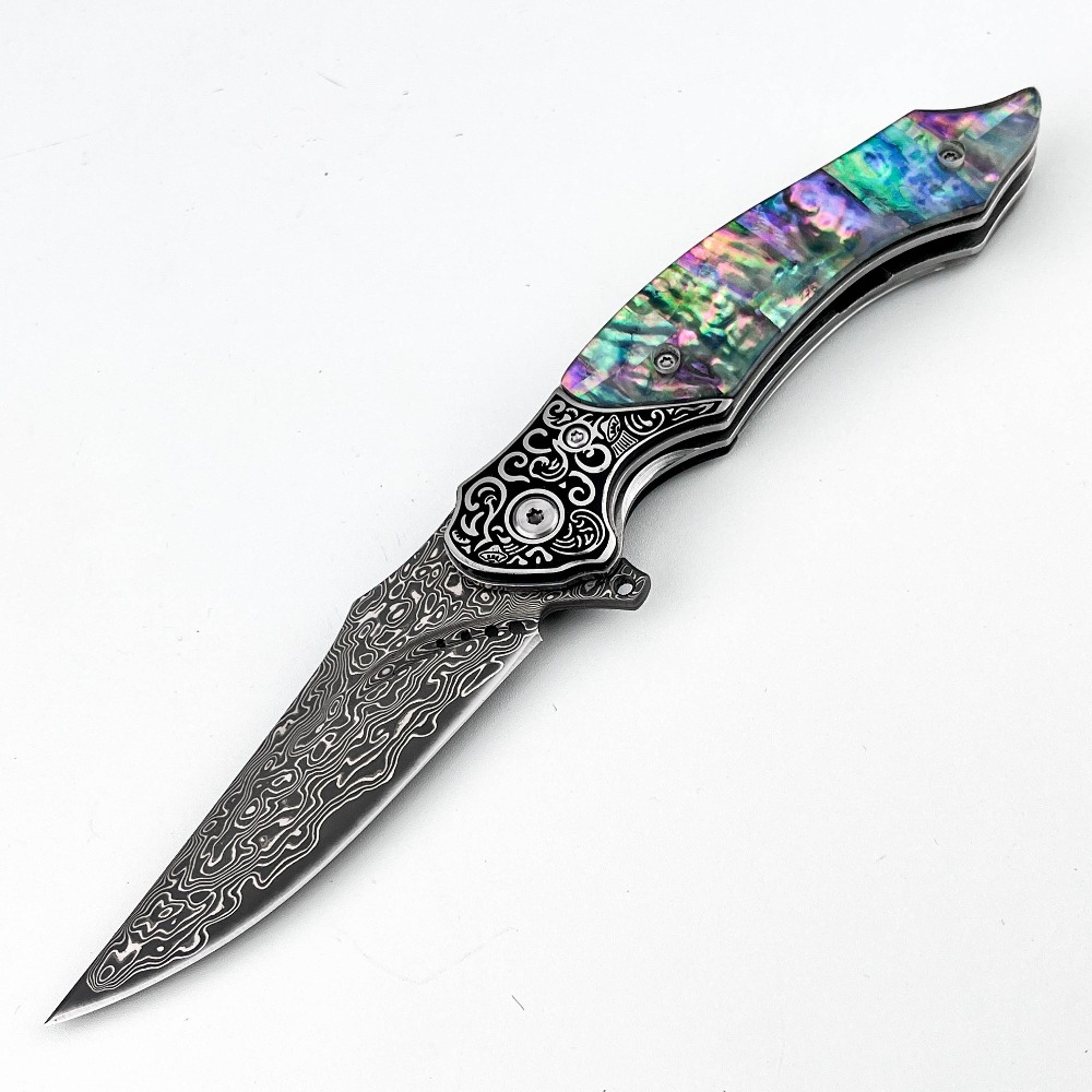 Pisau Lipat Motif Damaskus Vin - Vintage Collectible Pocket Knives ulasan dan harga