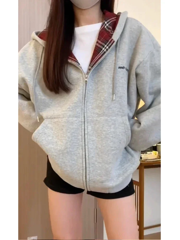 Harajuku 90s estetika merah ko - Vintage Zip Hoodie ulasan dan harga